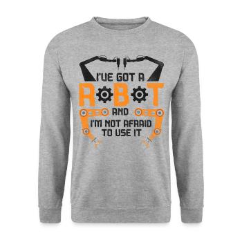 Ingénieur Robotique Robot Vintage - Sweat-shirt Unisexe - gris chiné - Devant - Alina (178cm) & Michal (187cm)