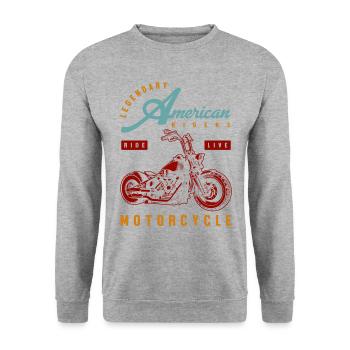 Legendary American Riders Ride Live Motorcycle Rid - Unisex Pullover - Weißgrau meliert - Vorne - Alina (178cm) & Michal (187cm)
