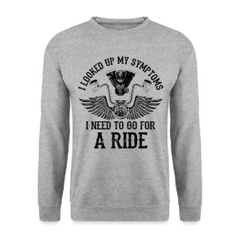 I Looked My Symptoms I Need To Go For A Ride Biker - Unisex Pullover - Weißgrau meliert - Vorne - Alina (178cm) & Michal (187cm)