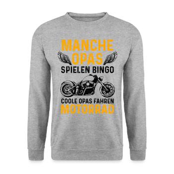 Manche Opas Spielen Bingo Coole Opas Fahren Motorr - Unisex Pullover - Weißgrau meliert - Vorne - Alina (178cm) & Michal (187cm)