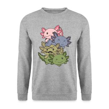 Axolotl Cute Animals kawaii Anime Funny Axolotl - Unisex Sweatshirt - salt & pepper - Front - Alina (178cm) & Michal (187cm)