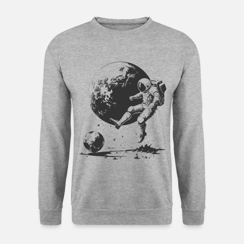 Astronauten-Fußball - Unisex Pullover - Weißgrau meliert