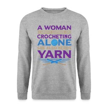 Handmade Crochet Drôle de Tricot Dicton - Sweat-shirt Unisexe - gris chiné - Devant - Alina (178cm) & Michal (187cm)