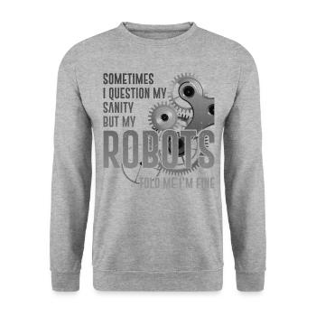 Robot Robotics Engineer Sometimes - Unisex Pullover - Weißgrau meliert - Vorne - Alina (178cm) & Michal (187cm)
