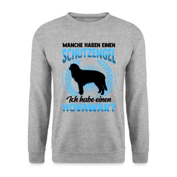 Mein Hovawart ist mein Schutzengel - Unisex Pullover - Weißgrau meliert - Vorne - Alina (178cm) & Michal (187cm)