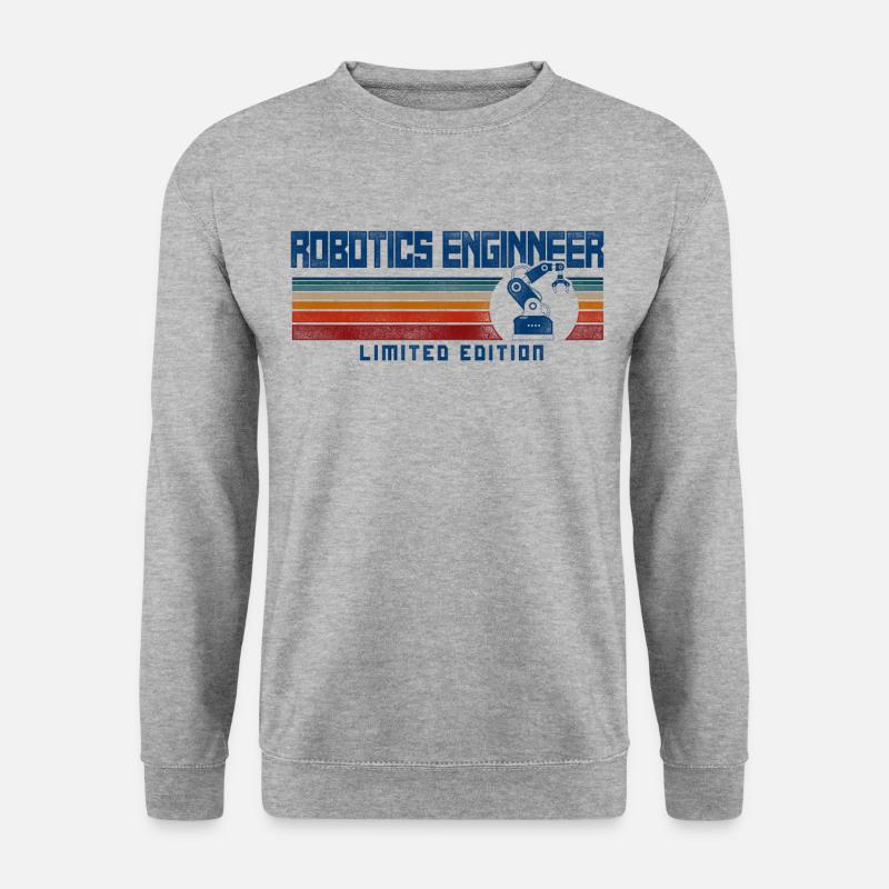 Robot Robotics Engineer Retro - Unisex Pullover - Weißgrau meliert