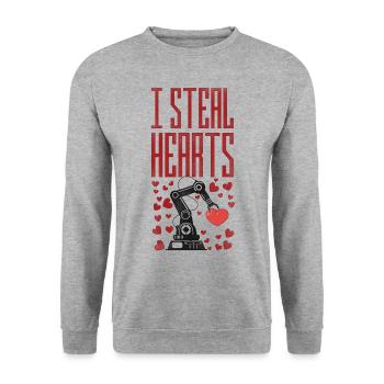 Robot Robotics Engineer Valentines - Unisex Sweatshirt - salt & pepper - Front - Alina (178cm) & Michal (187cm)