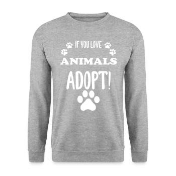adopts pets from the shelter - Unisex Sweatshirt - salt & pepper - Front - Alina (178cm) & Michal (187cm)