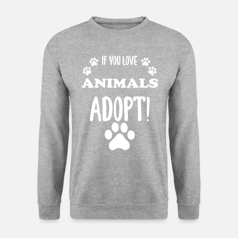adoptiert Haustiere aus dem Tierheim - Unisex Pullover - Weißgrau meliert