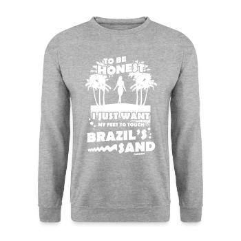 Brasilien Rio de Janeiro Südamerika Geschenk - Unisex Pullover - Weißgrau meliert - Vorne - Alina (178cm) & Michal (187cm)