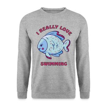 Fish swimming in the water - Unisex Sweatshirt - salt & pepper - Front - Alina (178cm) & Michal (187cm)