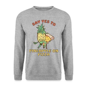 Say yes to pineapple on pizza - Unisex Sweatshirt - salt & pepper - Front - Alina (178cm) & Michal (187cm)