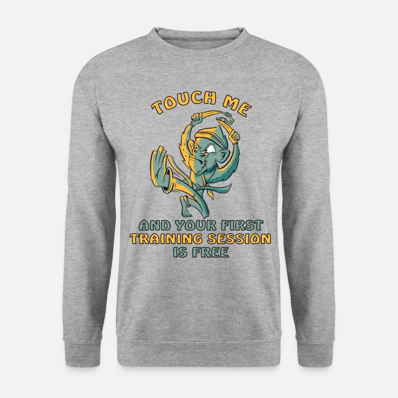 lustiger Affe kann Kampfsport - Unisex Pullover - Weißgrau meliert