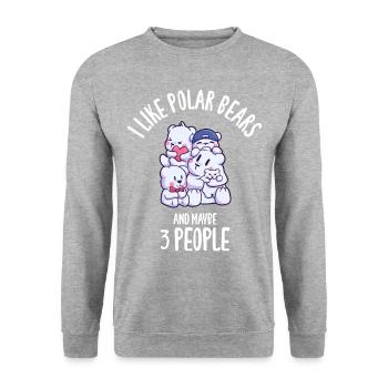 I Like Polar Bears And Maybe 3 People - Unisex Pullover - Weißgrau meliert - Vorne - Alina (178cm) & Michal (187cm)