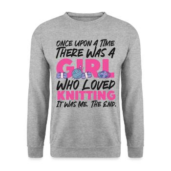 Knitting Knitter Girl Once Upon A - Unisex Sweatshirt - salt & pepper - Front - Alina (178cm) & Michal (187cm)