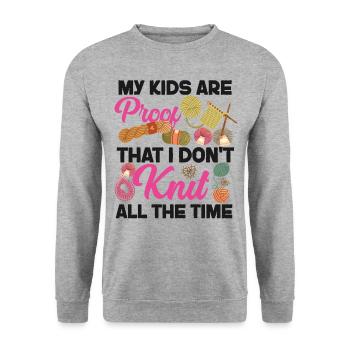 Knitting Knitter My Kids Are Proof - Unisex Pullover - Weißgrau meliert - Vorne - Alina (178cm) & Michal (187cm)