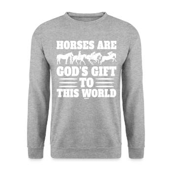 Reitsport Reitverein Pferderennen Pony - Unisex Pullover - Weißgrau meliert - Vorne - Alina (178cm) & Michal (187cm)