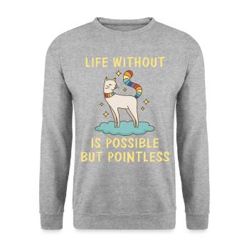 une vie sans chats est possible Amoureux des chats - Sweat-shirt Unisexe - gris chiné - Devant - Alina (178cm) & Michal (187cm)