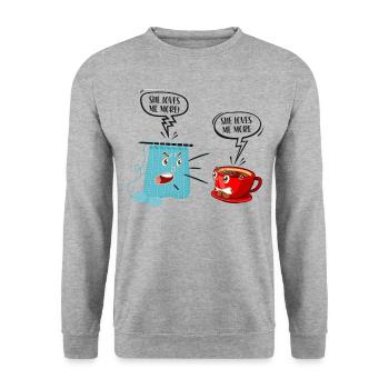Knitting Knitter Coffee She Loves - Unisex Sweatshirt - salt & pepper - Front - Alina (178cm) & Michal (187cm)