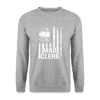 commis au courrier drapeau américain, commis au courrier - Sweat-shirt Unisexe - gris chiné - Devant - Alina (178cm) & Michal (187cm)