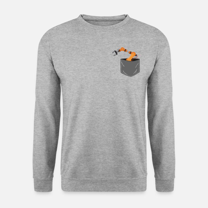 Robot Robotics Engineer Pocket - Unisex Pullover - Weißgrau meliert