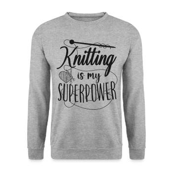 Tricoter Tricoter Tricoter est mon - Sweat-shirt Unisexe - gris chiné - Devant - Alina (178cm) & Michal (187cm)