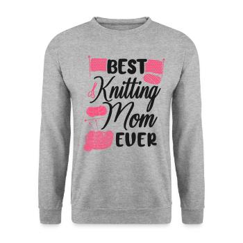 Knitting Knitter Mom Best Knitting - Unisex Pullover - Weißgrau meliert - Vorne - Alina (178cm) & Michal (187cm)