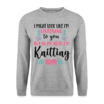 Tricoter à quoi je pourrais ressembler - Sweat-shirt Unisexe - gris chiné - Devant - Alina (178cm) & Michal (187cm)