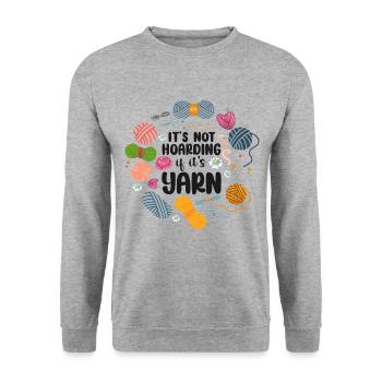 Knitting Knitter It's Not Hoarding - Unisex Pullover - Weißgrau meliert - Vorne - Alina (178cm) & Michal (187cm)
