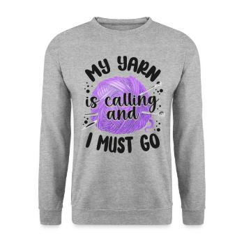 Knitting Knitter My Yarn Is - Unisex Pullover - Weißgrau meliert - Vorne - Alina (178cm) & Michal (187cm)