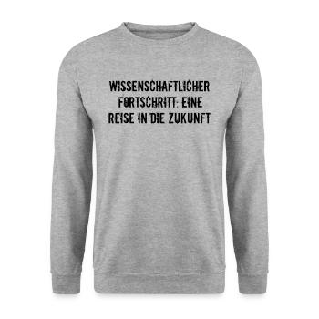 Wissenschaft - Wissenschaftlicher Fortschritt: - Unisex Pullover - Weißgrau meliert - Vorne - Alina (178cm) & Michal (187cm)
