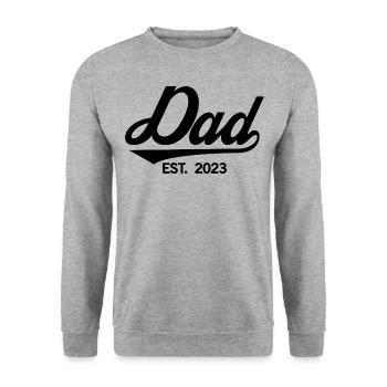 2023, Dad To Be, Schwangerschaftsankündigung - Unisex Pullover - Weißgrau meliert - Vorne - Alina (178cm) & Michal (187cm)