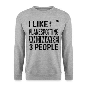 Planespotter Planespotting Flugzeug Geschenk - Unisex Pullover - Weißgrau meliert - Vorne - Alina (178cm) & Michal (187cm)