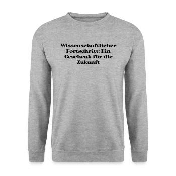 Wissenschaft - Wissenschaftlicher Fortschritt: - Unisex Pullover - Weißgrau meliert - Vorne - Alina (178cm) & Michal (187cm)