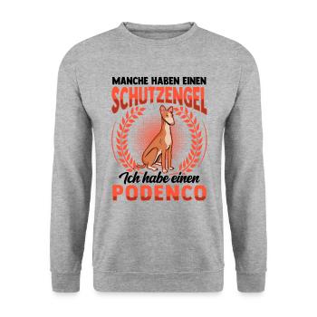 Podenco mein Schutzengel spanischer Podenco - Unisex Pullover - Weißgrau meliert - Vorne - Alina (178cm) & Michal (187cm)