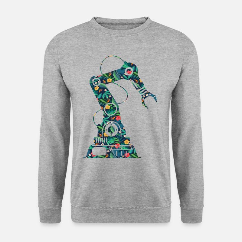 Robot Robotics Engineer Flower - Unisex Pullover - Weißgrau meliert