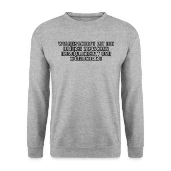 Wissenschaft - Wissenschaft ist die Brücke - Unisex Pullover - Weißgrau meliert - Vorne - Alina (178cm) & Michal (187cm)