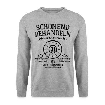 31. Geburtstag Schonend Behandeln Oldtimer Ist 31 - Unisex Pullover - Weißgrau meliert - Vorne - Alina (178cm) & Michal (187cm)