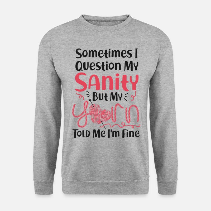 Knitting Knitter Sometimes I - Unisex Pullover - Weißgrau meliert