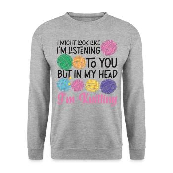 Tricoter à quoi je pourrais ressembler - Sweat-shirt Unisexe - gris chiné - Devant - Alina (178cm) & Michal (187cm)