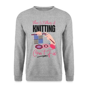 Knitting Knitter There Is Nothing - Unisex Sweatshirt - salt & pepper - Front - Alina (178cm) & Michal (187cm)