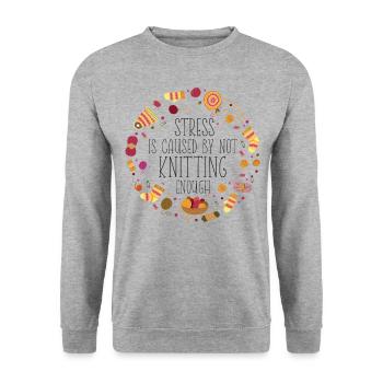 Knitting Knitter Stress Is Caused - Unisex Sweatshirt - salt & pepper - Front - Alina (178cm) & Michal (187cm)