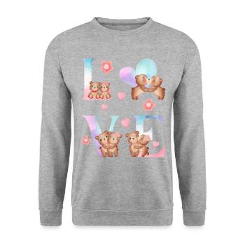 BEARY AMOUREUX - Sweat-shirt Unisexe - gris chiné - Devant - Alina (178cm) & Michal (187cm)