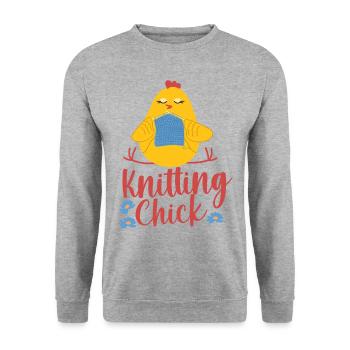 Knitting Wrinkled Chicken Girl - Unisex Sweatshirt - salt & pepper - Front - Alina (178cm) & Michal (187cm)