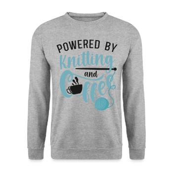 Knitting Knitter Coffee Powered By - Unisex Sweatshirt - salt & pepper - Front - Alina (178cm) & Michal (187cm)