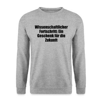 Wissenschaft - Wissenschaftlicher Fortschritt: - Unisex Pullover - Weißgrau meliert - Vorne - Alina (178cm) & Michal (187cm)