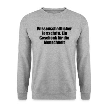 Wissenschaft - Wissenschaftlicher Fortschritt: - Unisex Pullover - Weißgrau meliert - Vorne - Alina (178cm) & Michal (187cm)