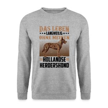 Hollandse Herdershond wäre langweilig ohne - Unisex Pullover - Weißgrau meliert - Vorne - Alina (178cm) & Michal (187cm)