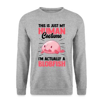 Blobfish just a costume funny blob fish - Unisex Sweatshirt - salt & pepper - Front - Alina (178cm) & Michal (187cm)