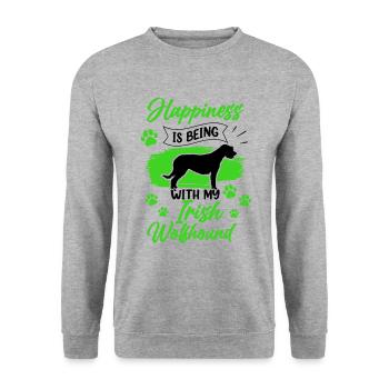Irish Wolfhound rend Ireland Greyhound heureux - Sweat-shirt Unisexe - gris chiné - Devant - Alina (178cm) & Michal (187cm)